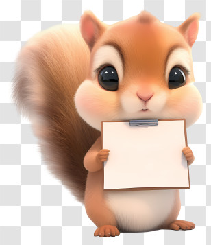 Cute Blank Board - Adorable Squirrel With Clipboard Transparent PNG