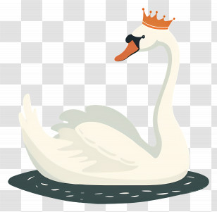White Swan - Elegant Swan With Crown Illustrations Transparent PNG