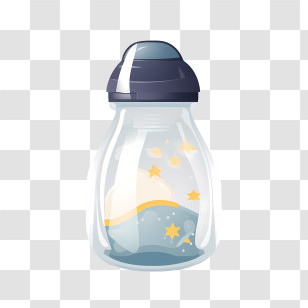 Milk Bottle - Night-Themed Glass Bottle With Starry Design Transparent PNG