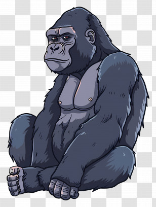 Gorilla - Cartoon Gorilla Sitting Illustration Transparent PNG