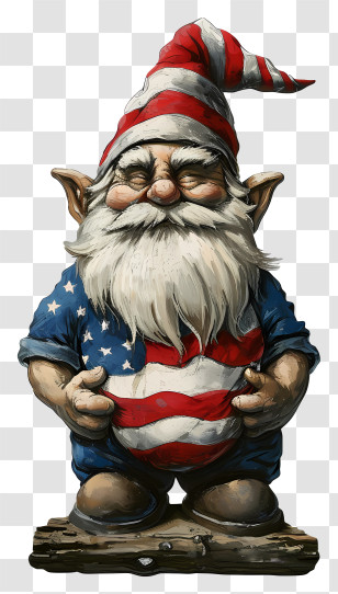 Gnome - Patriotic Gnome Holding American Flag Transparent PNG