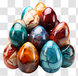 Marble Eggs - Stack Of Colorful Gemstone Eggs Transparent PNG