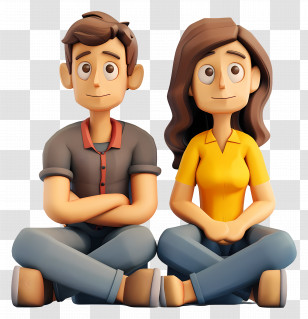 Sitting People Cartoon - Cartoon Couple Sitting Together Transparent PNG