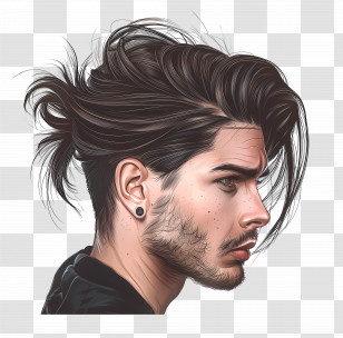 Low Taper Fade Long Hair - Stylish Man With Long Hair Transparent PNG