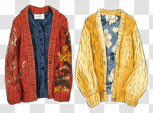 Cardigan - Illustrated Colorful Cardigans Transparent PNG