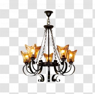 Chandelier Lamp Light Fixture - Rome Continental Iron Retro Lights Pictures Transparent PNG