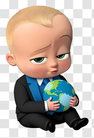 Boss Baby - Boss Baby Holding A Globe Transparent PNG