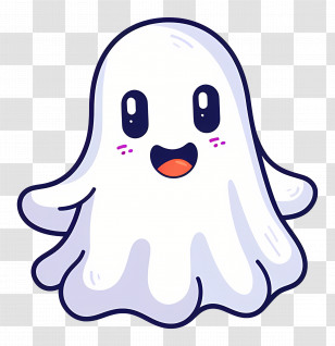 Kawaii Ghost - Cute Happy Cartoon Ghost Illustration Transparent PNG