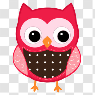 Birds - Adorable Pink Cartoon Owl Illustration Transparent PNG