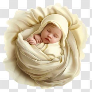 Newborn - Sleeping Baby Wrapped In A Cozy Blanket Transparent PNG