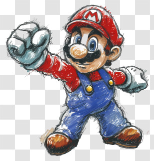 Mario - Mario Character Sketch For Gaming Enthusiasts Transparent PNG