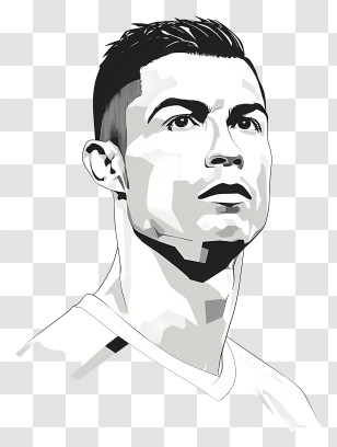 Cristiano Ronaldo - Focused Monochrome Athlete Transparent PNG