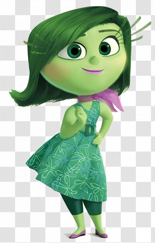 Inside Out - Green Cartoon Character With Scarf Transparent PNG