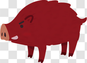 Cartoon Pig - Red Cartoon Boar Illustration Transparent PNG
