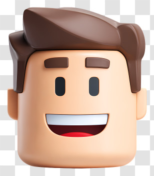 Roblox Face - Smiling Cartoon Face With Brown Hair Transparent PNG