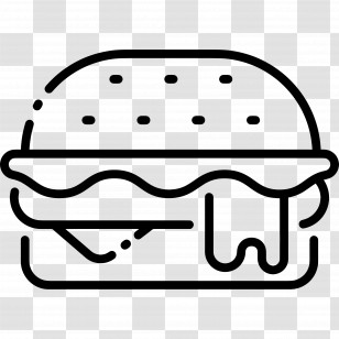 Fast Food Outline - Simple Burger Outline Style Transparent PNG