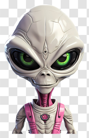 Realistic 3d Style Alien Mascot - Alien Cartoon Character With Green Eyes Transparent PNG