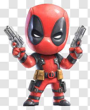 Deadpool Holding Two Pistols - Charming Deadpool Cartoon Transparent PNG