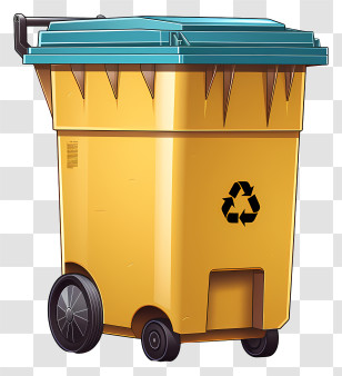 Flat Trash Can - Yellow Recycling Bin For Waste Management Transparent PNG