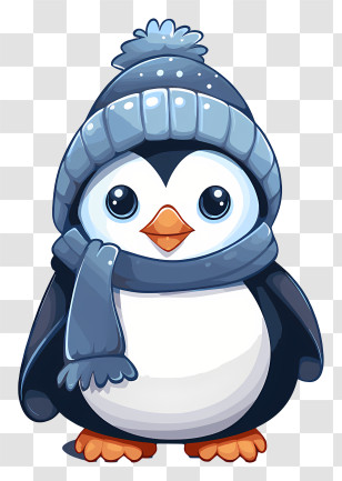 Icon - Cute Penguin Illustration In Winter Wear Transparent PNG