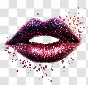 Glitter Kiss - Bold Purple Glitter Lips Transparent PNG
