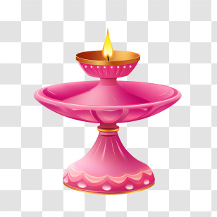 Deepavali
 - Pink Oil Lamp With Yellow Flame Illustration Transparent PNG