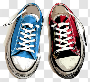 Vintage Sneakers - Bright Casual Sneakers In Blue And Red Transparent PNG