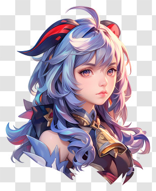 Genshin Impact Ganyu - Mystical Fantasy Character With Colorful Hair Transparent PNG