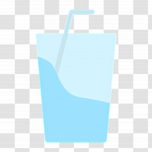 Water Glass - Illustration Of A Blue Drink With Straw Transparent PNG