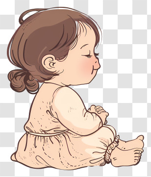 Baby Girl - Cute Cartoon Baby Sitting Transparent PNG