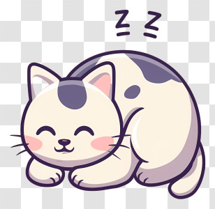 Cat Sleep - Adorable Cartoon Style Sleeping Cat Transparent PNG