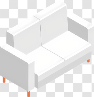 Icon - Isometric White Sofa Illustration Transparent PNG