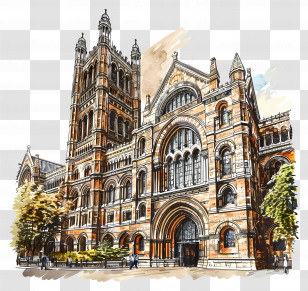 London Natural History Museum - Historic Gothic Building Transparent PNG