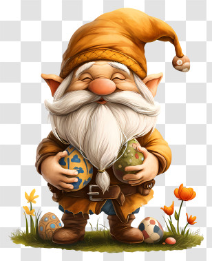 Easter Day Gnome - Happy Gnome With Easter Eggs Transparent PNG
