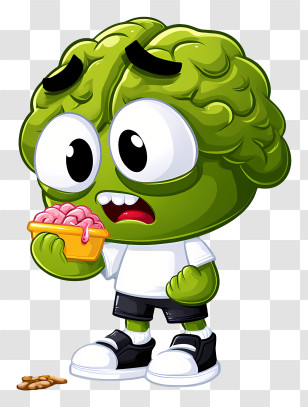 Zombie Emoji - Brain Cartoon Eating A Cupcake Transparent PNG