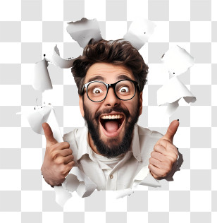Funny Face - Excited Man With Thumbs Up And Big Smile Transparent PNG