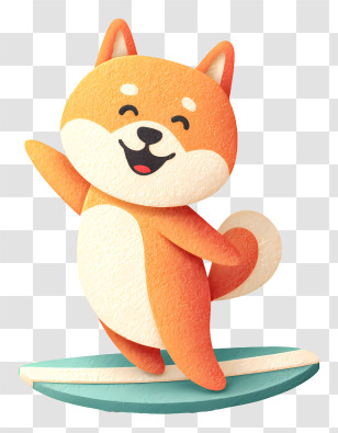 Shiba Inu Dog Surfing - Surfing Dog On A Board Transparent PNG