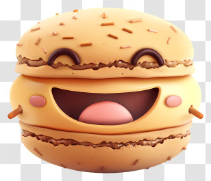 3d Cartoon Dessert - Happy Macaron With A Smile Transparent PNG