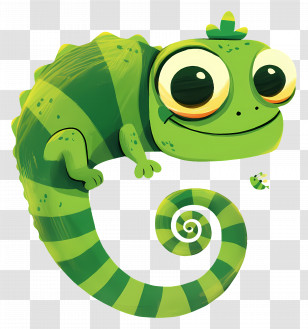 Pascal - Green Cartoon Chameleon With Big Eyes Transparent PNG