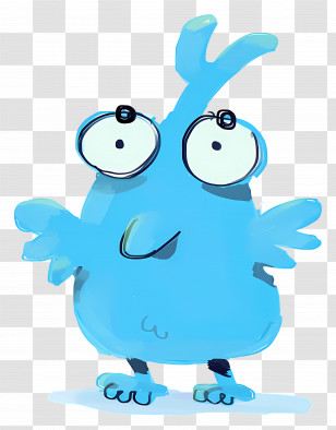 Blue Cartoon Creature - Blue Cartoon Creature With A Playful Look Transparent PNG
