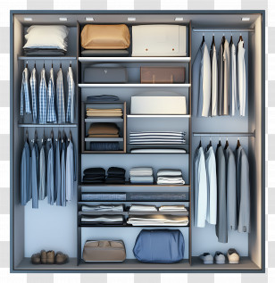 Closet Top View - Organized Closet With Clothes And Accessories Transparent PNG