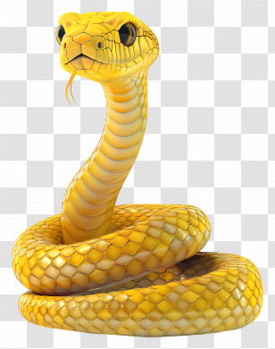 Animated Snake - Coiled Yellow Cobra Snake Illustration Transparent PNG