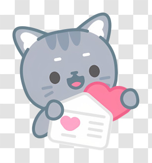 Cute Kitten - Cute Cat With Heart And Envelope Transparent PNG