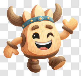 Cartoon Mascot - Cute Cartoon Character With Horns Transparent PNG