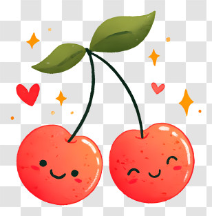 Smiling Cartoon Cherries - Smiling Cartoon Cherries With Faces Transparent PNG