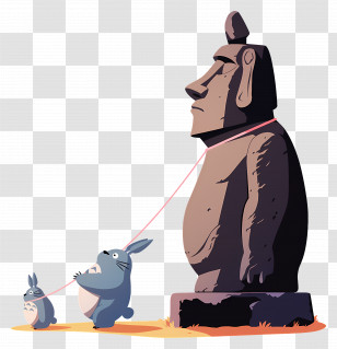 Easter Island - Creatures Leading A Statue Transparent PNG