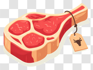 Fresh Beef Steak - Fresh Raw Beef Steak With Tag Transparent PNG