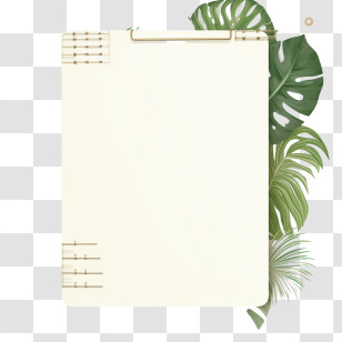 Notes Template - Notebook Paper With Green Leaf Design Transparent PNG