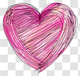 Pink Heart - Pink Scribbled Heart In Artistic Doodle Style Transparent PNG