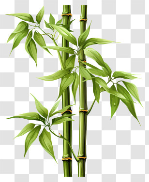 Hand Drawn Bamboo Stem - Illustration Of A Green Bamboo Plant Transparent PNG